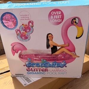Pink Glitter Flamingo Gigantic Pool Raft